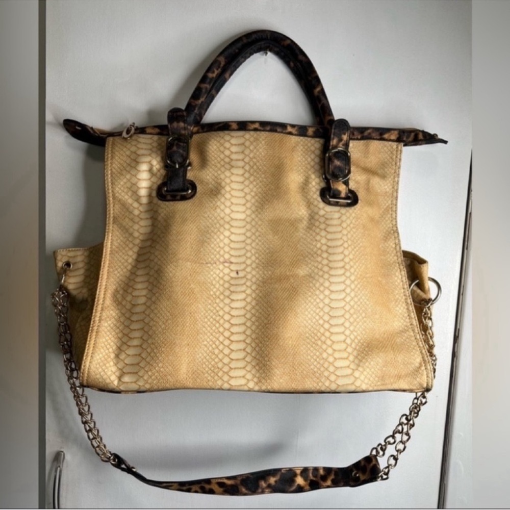 Faux Snakeskin Cheetah Print Weekender Bag / Purse
